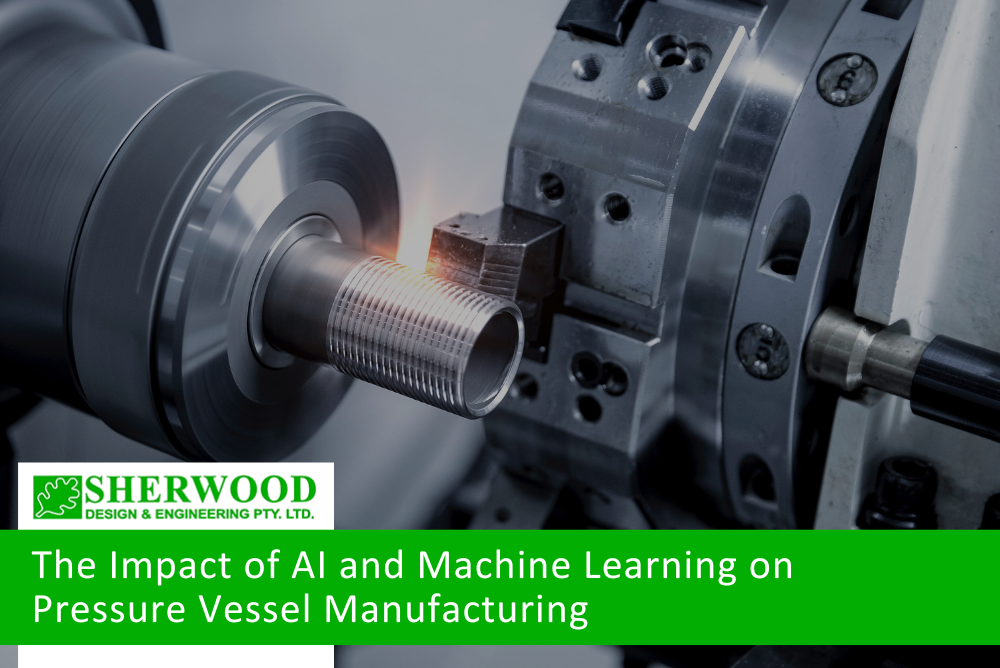 AI-powered robotic system inspecting and fabricating industrial pressure vessels in a manufacturing facility.